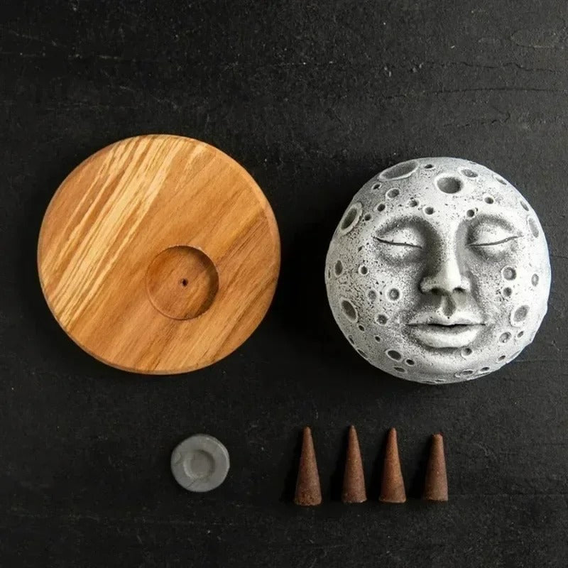 Bruciatore di incenso Faccia Luna zen